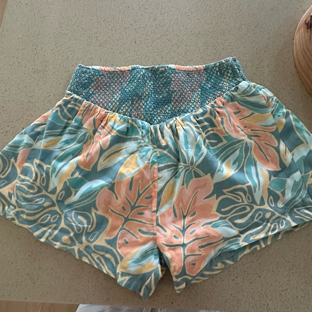 Jen's Pirate Booty Tropical Print Shorts - Teal and Peach